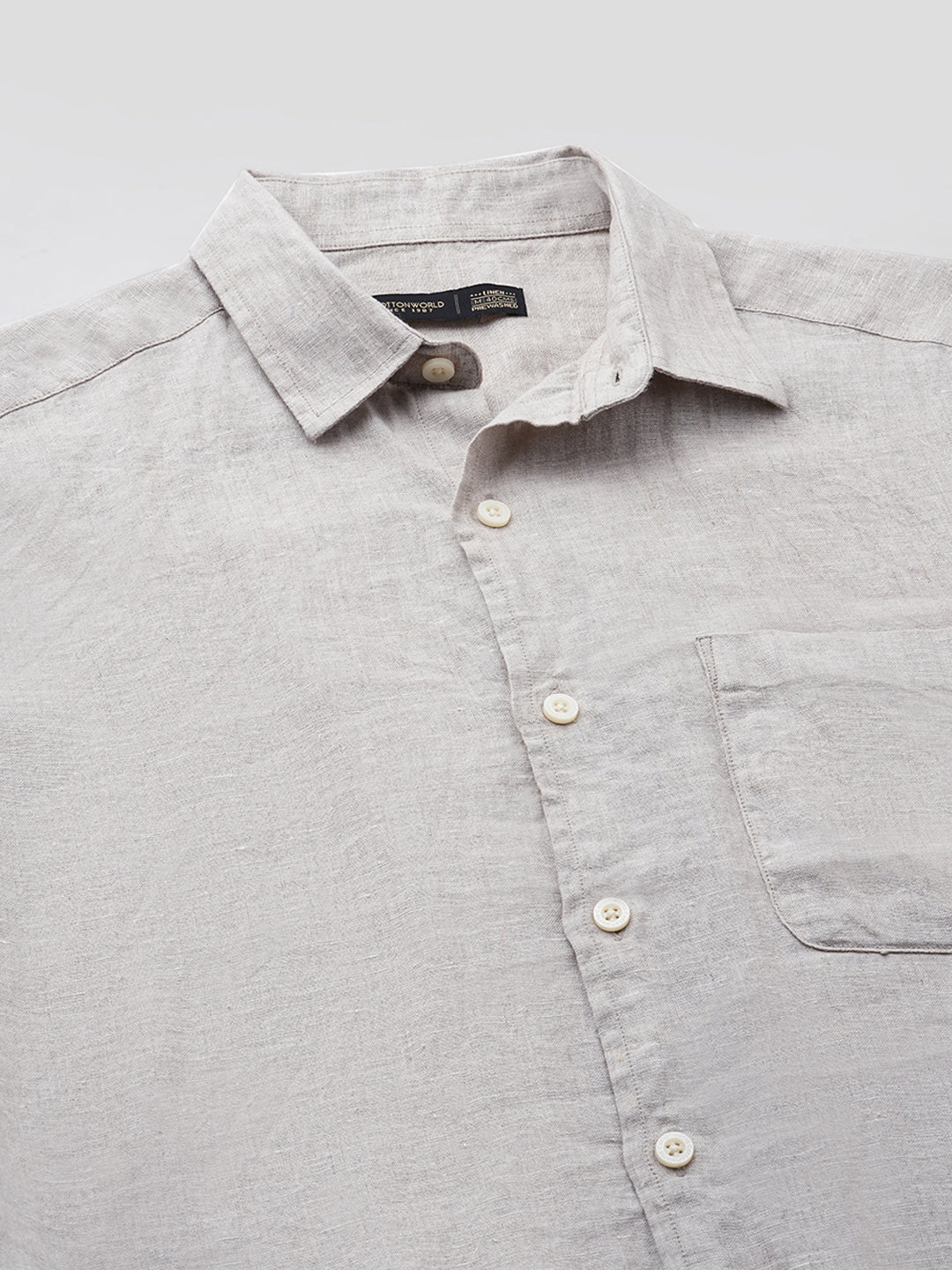 Men's Natural 100% Linen Regular Fit Shirt