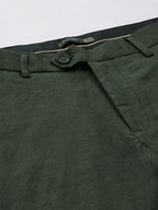 Men's Green Linen Excel Regular Fit Pant