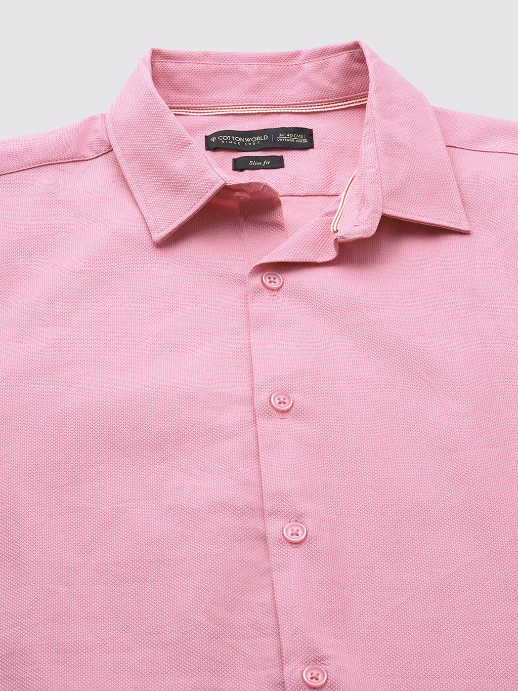 Men's Pink 100% Cotton Slim Fit Shirt