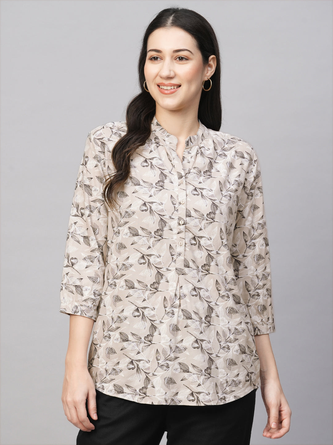 Women's Beige Viscose Regular Fit Blouse