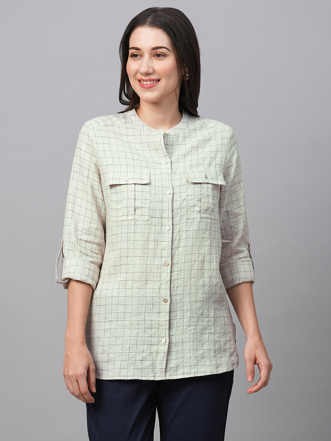 Women's Natural Linen Excel Regular Fit Blouse