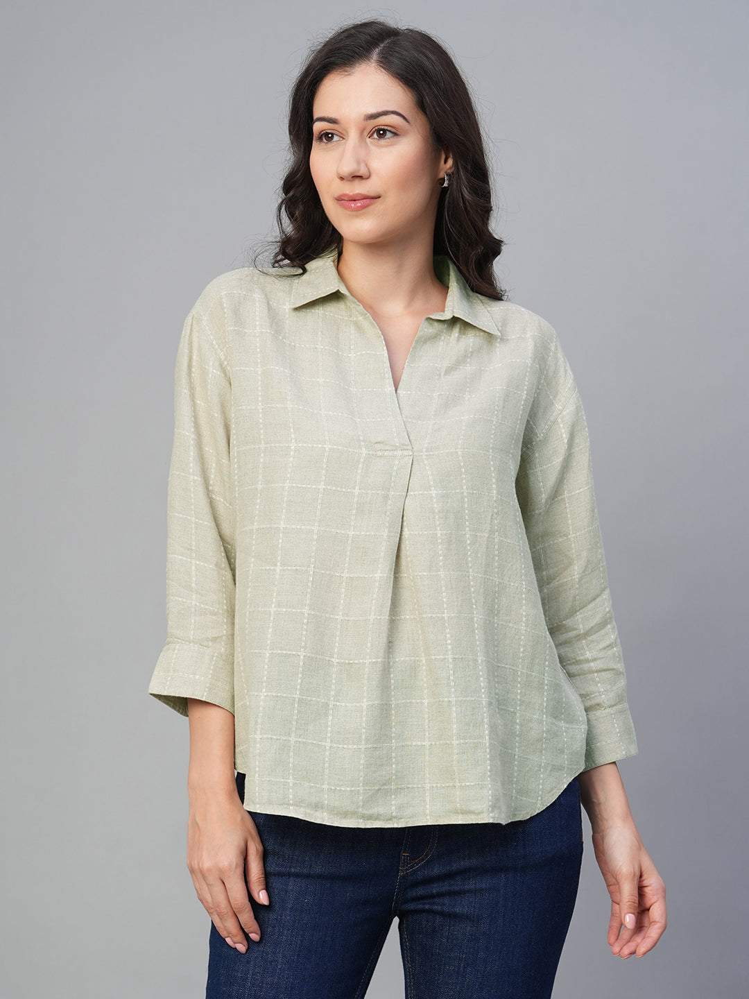 Women's Natural 100% Linen Regular Fit Blouse