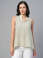 Women's Natural 100% Linen Regular Fit Blouse