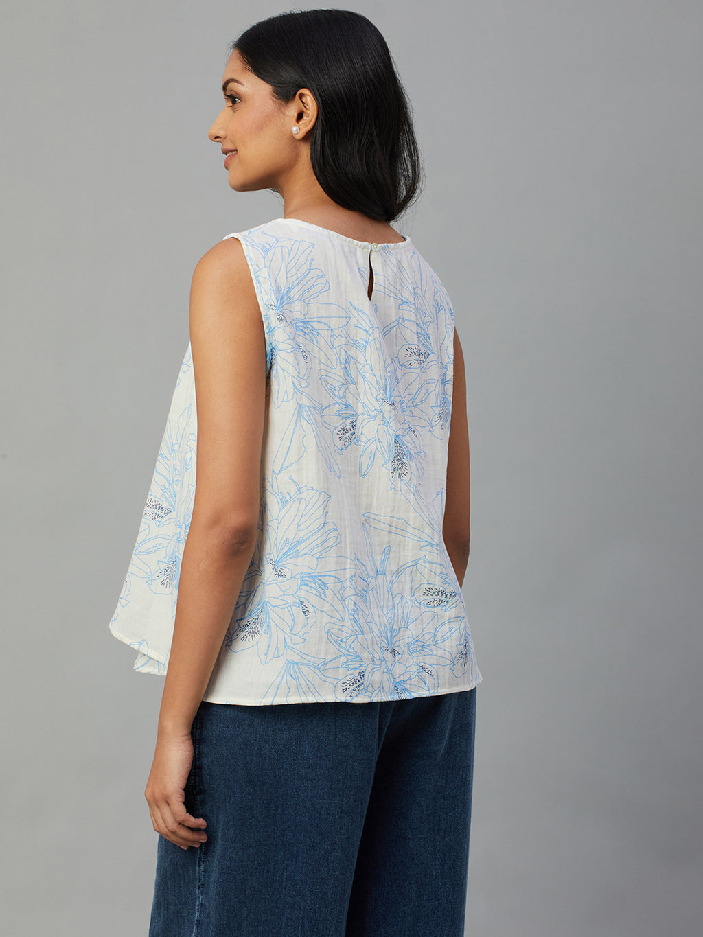 Women's White 100% Cotton Regular Fit Blouse