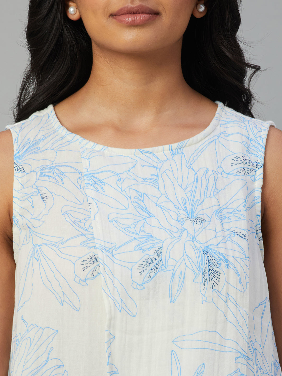 Women's White 100% Cotton Regular Fit Blouse