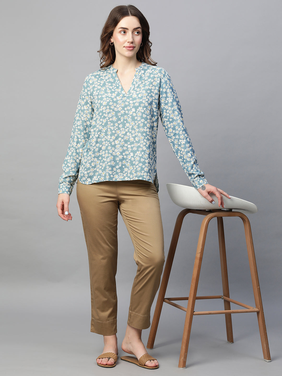 Women's Green Viscose Regular Fit Blouse