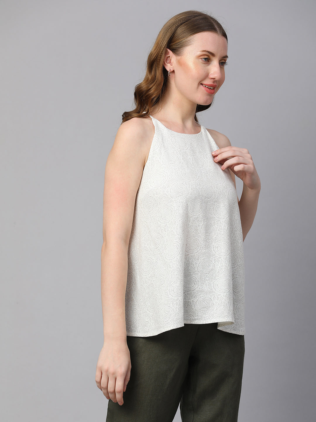 Women's Offwhite Linen Viscose Regular Fit Blouse