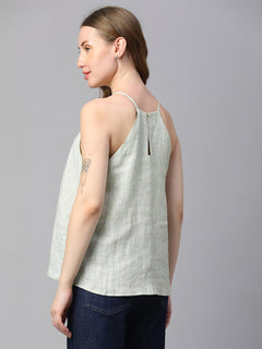Women’s Linen Regular Fit Sleeveless Blouse Lime