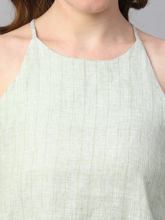 Women’s Linen Regular Fit Sleeveless Blouse Lime