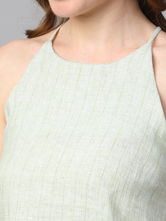 Women’s Linen Regular Fit Sleeveless Blouse Lime