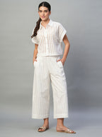 Women's White 100% Cotton Boxy Fit Blouse