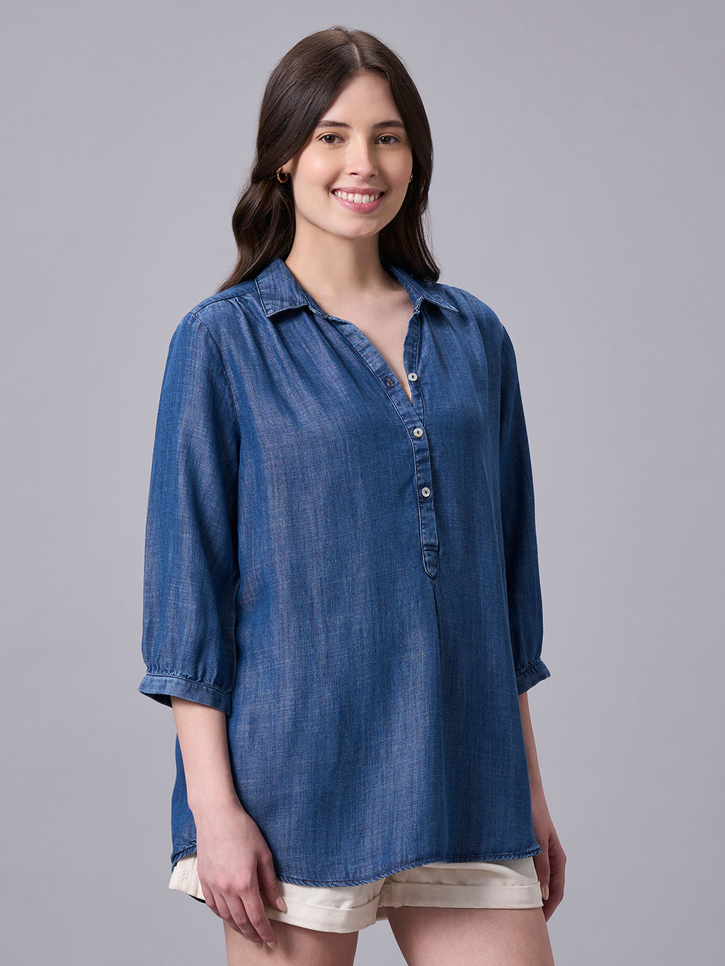 Women's Denim 100% Tencel Regular Fit Blouse