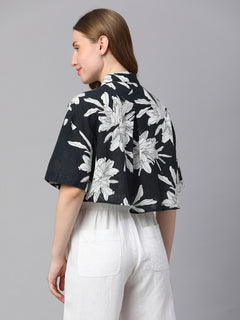Women’s Cotton Boxy Fit Blouse Midnight Blue
