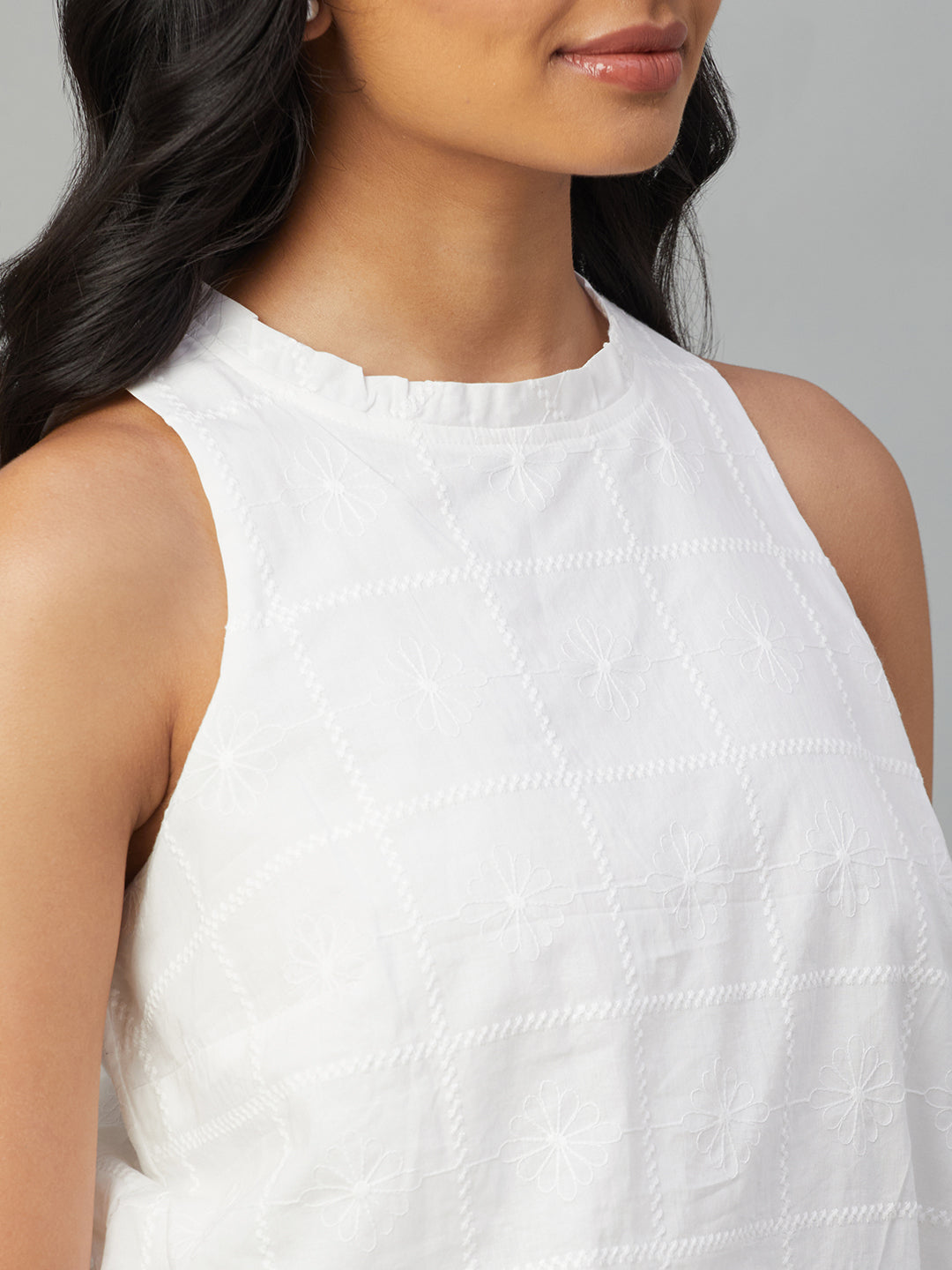 Women's White 100% Cotton Regular Fit Blouse