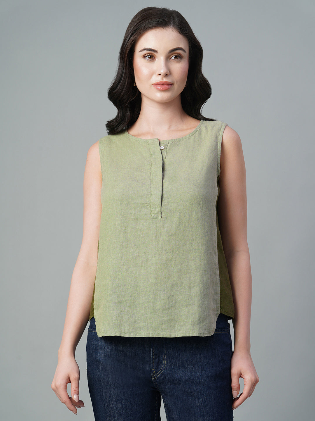Women's Sage 100% Linen Regular Fit Blouse