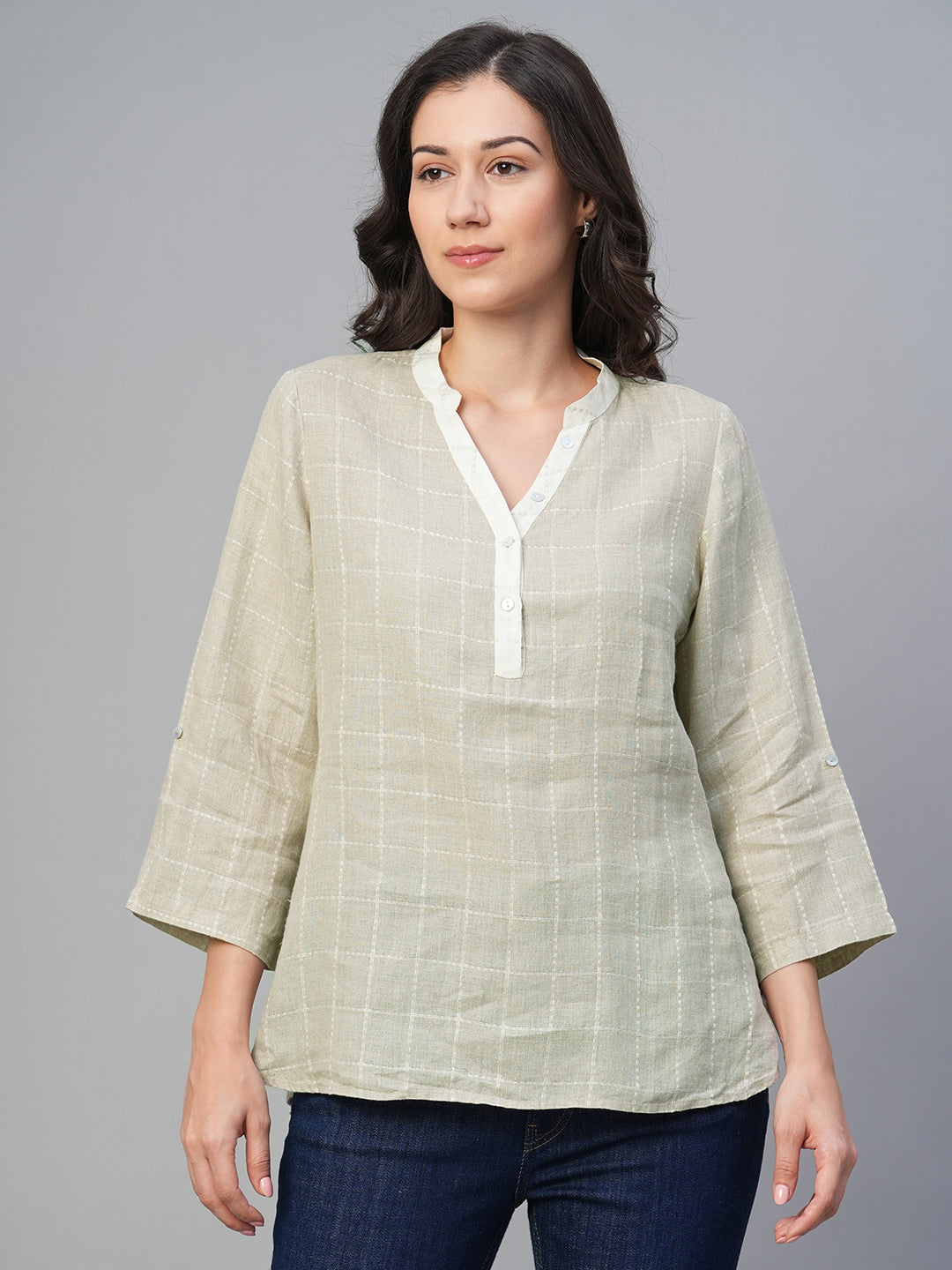 Women's Natural 100% Linen Regular Fit Blouse