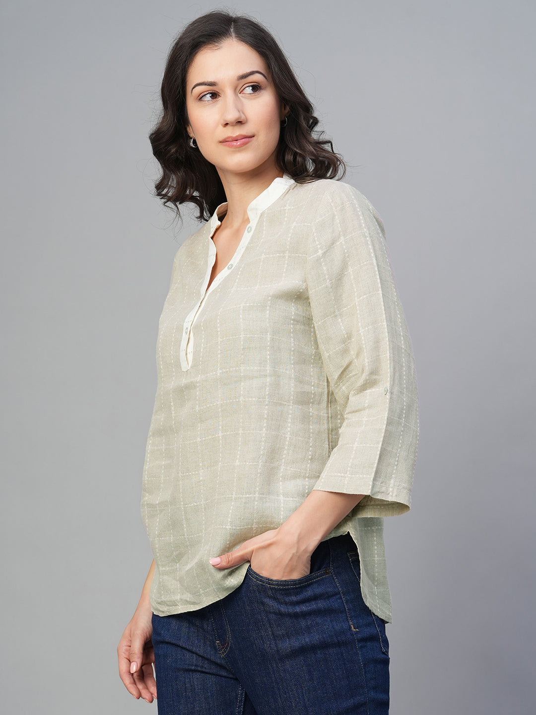 Women's Natural 100% Linen Regular Fit Blouse