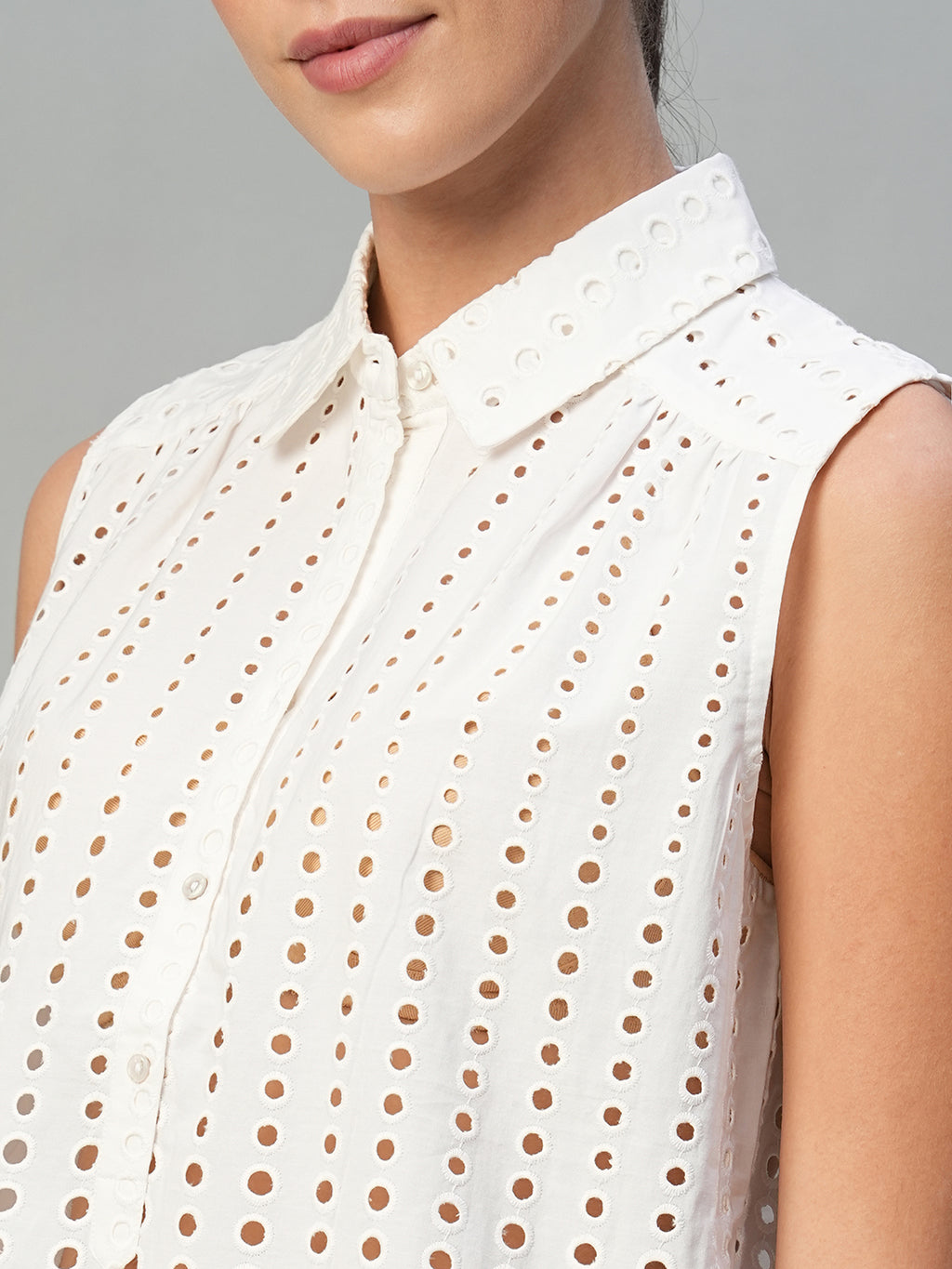 Women's White 100% Cotton Regular Fit Blouse