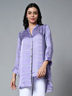Women's Loose Fit Modal Lilac Blouse Shibori