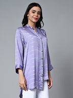 Women's Loose Fit Modal Lilac Blouse Shibori