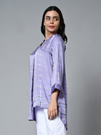 Women's Loose Fit Modal Lilac Blouse Shibori