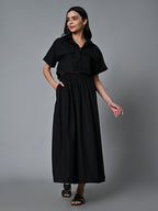 Women's Black Cotton Boxy Fit Blouse