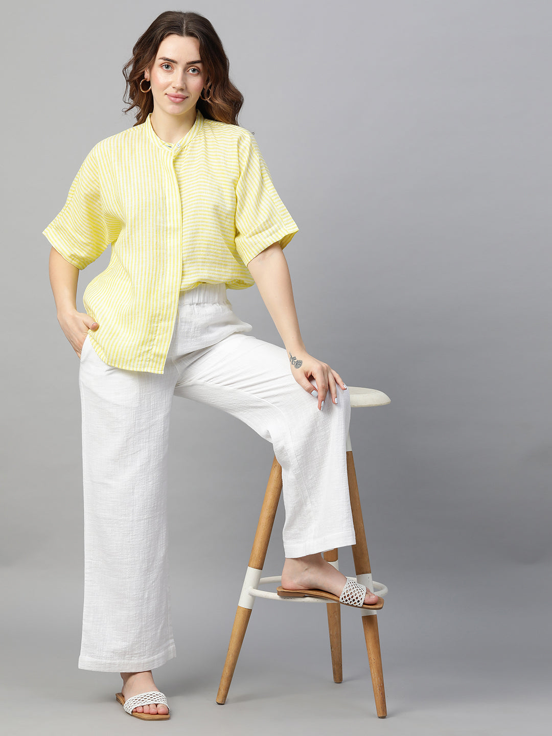 Women's Lime Linen Excel Boxy Fit Blouse