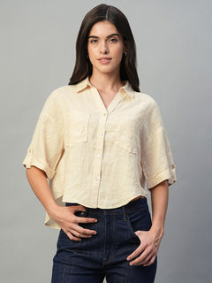 Women’s Linen Boxy Fit Blouse Ivory