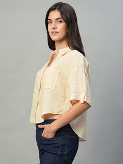 Women’s Linen Boxy Fit Blouse Ivory