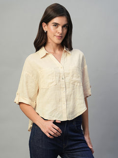 Women’s Linen Boxy Fit Blouse Ivory