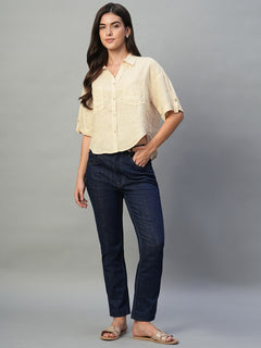 Women’s Linen Boxy Fit Blouse Ivory