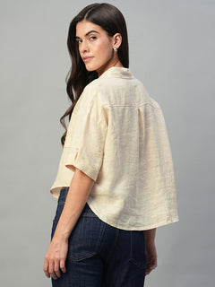 Women’s Linen Boxy Fit Blouse Ivory