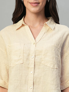 Women’s Linen Boxy Fit Blouse Ivory