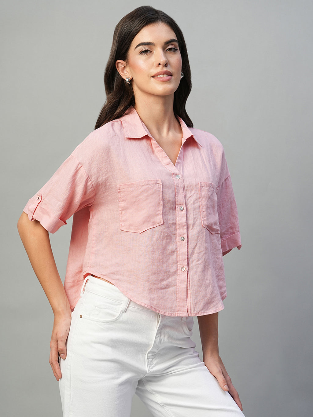 Women's Rose 100% Linen Boxy Fit Blouse