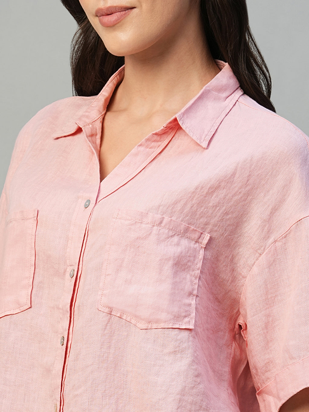 Women's Rose 100% Linen Boxy Fit Blouse
