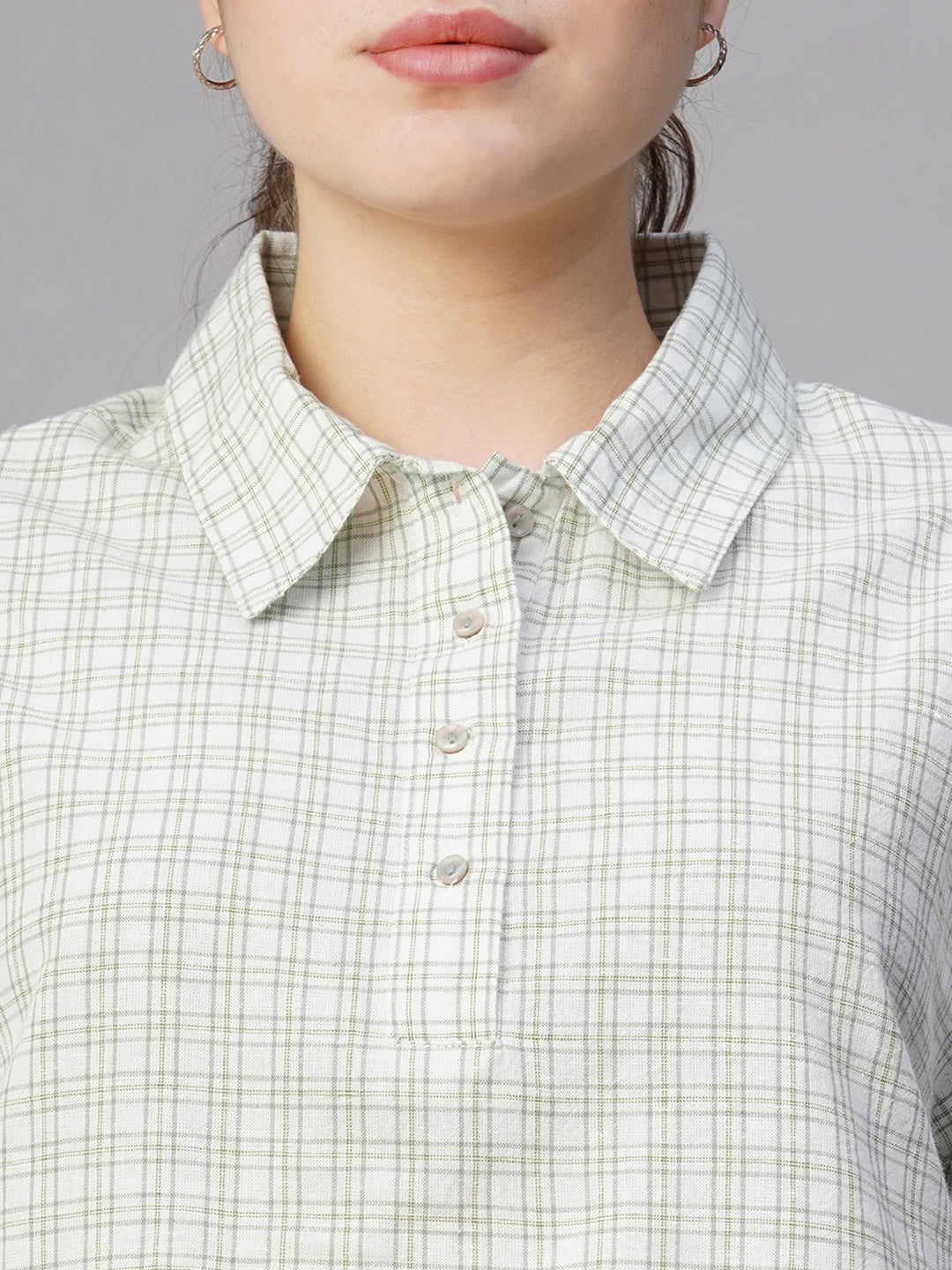 Women's White Cotton Linen Boxy Fit Blouse