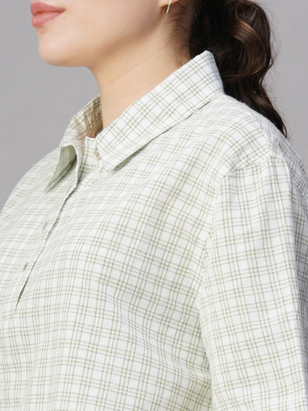 Women's White Cotton Linen Boxy Fit Blouse