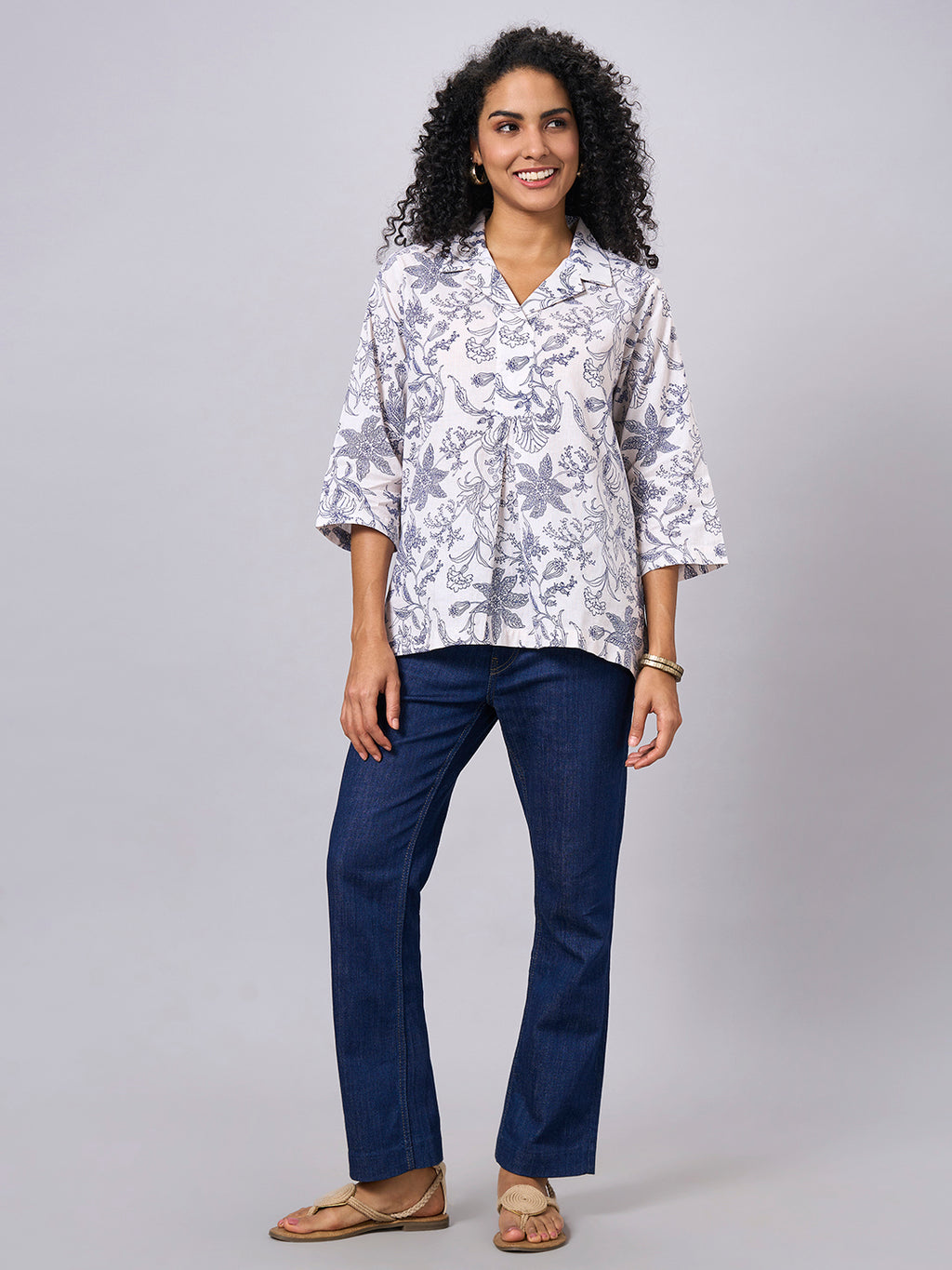Women's White Cotton Linen Regular Fit Blouse