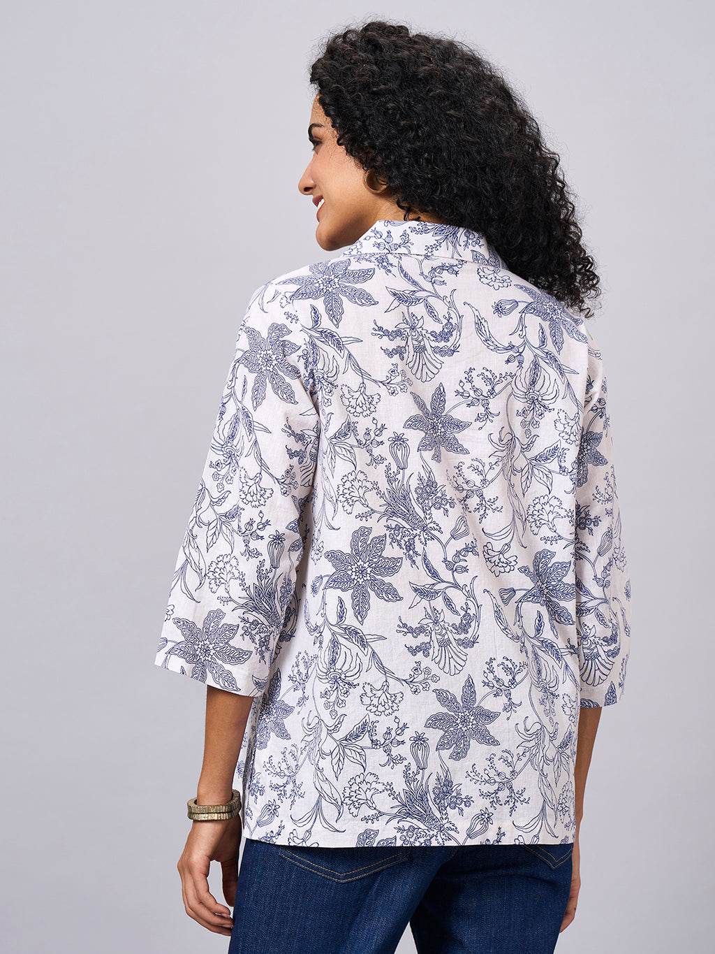 Women's White Cotton Linen Regular Fit Blouse