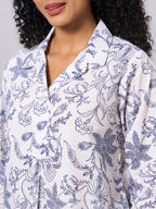 Women's White Cotton Linen Regular Fit Blouse
