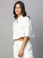 Women's White 100% Cotton Regular Fit Blouse