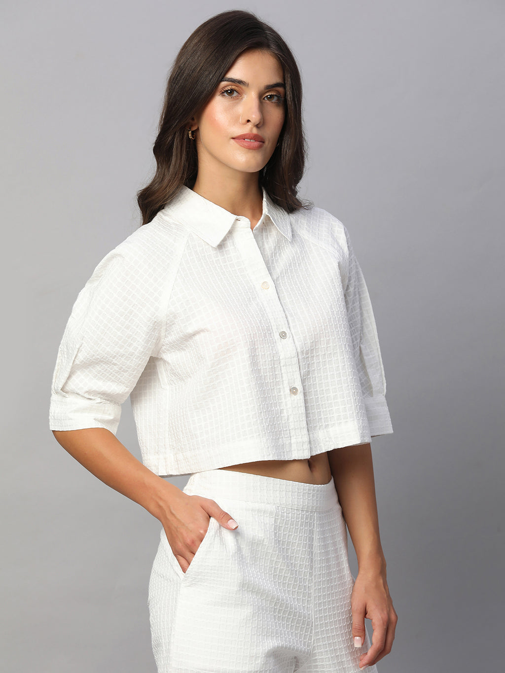 Women's White 100% Cotton Regular Fit Blouse