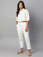 Women's White 100% Cotton Regular Fit Blouse