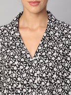 Women's Black Linen Viscose Boxy Fit Blouse