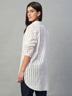 Women's White 100% Cotton Regular Fit Blouse
