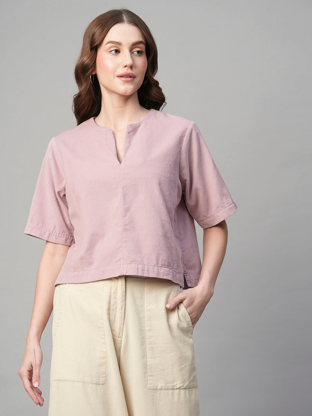 Women's Corduroy Rose 100% Cotton Regular Fit Blouse