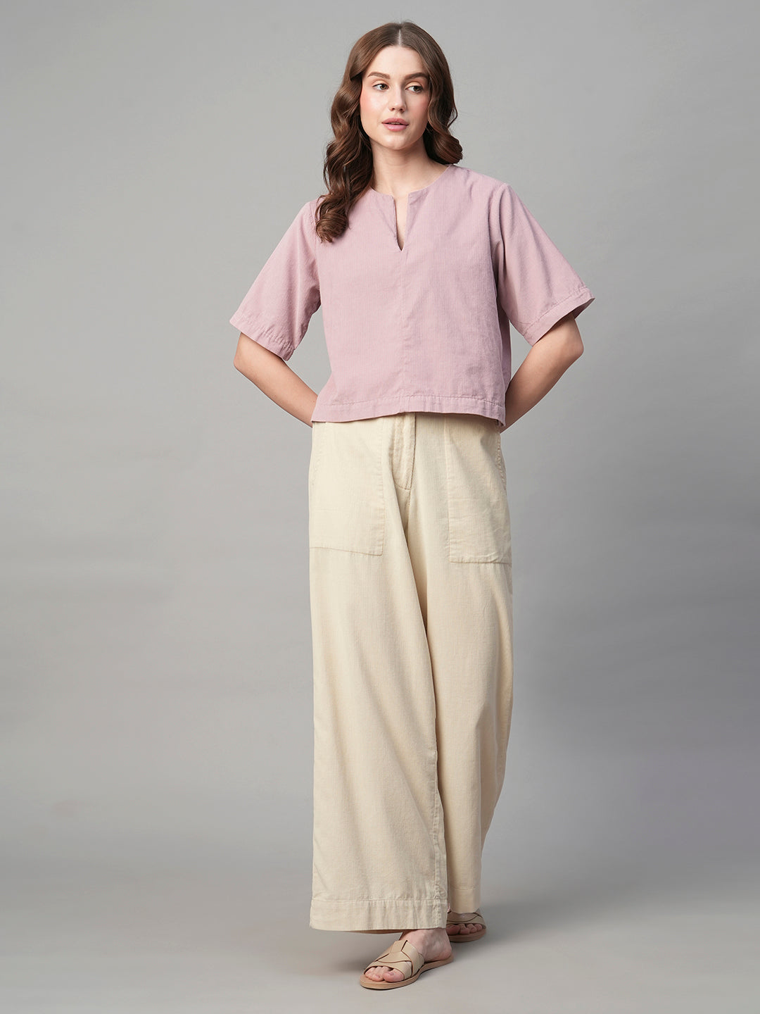 Women's Corduroy Rose 100% Cotton Regular Fit Blouse