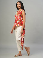 Women's Red 100% Viscose Regular Fit Blouse