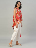 Women's Red 100% Viscose Regular Fit Blouse