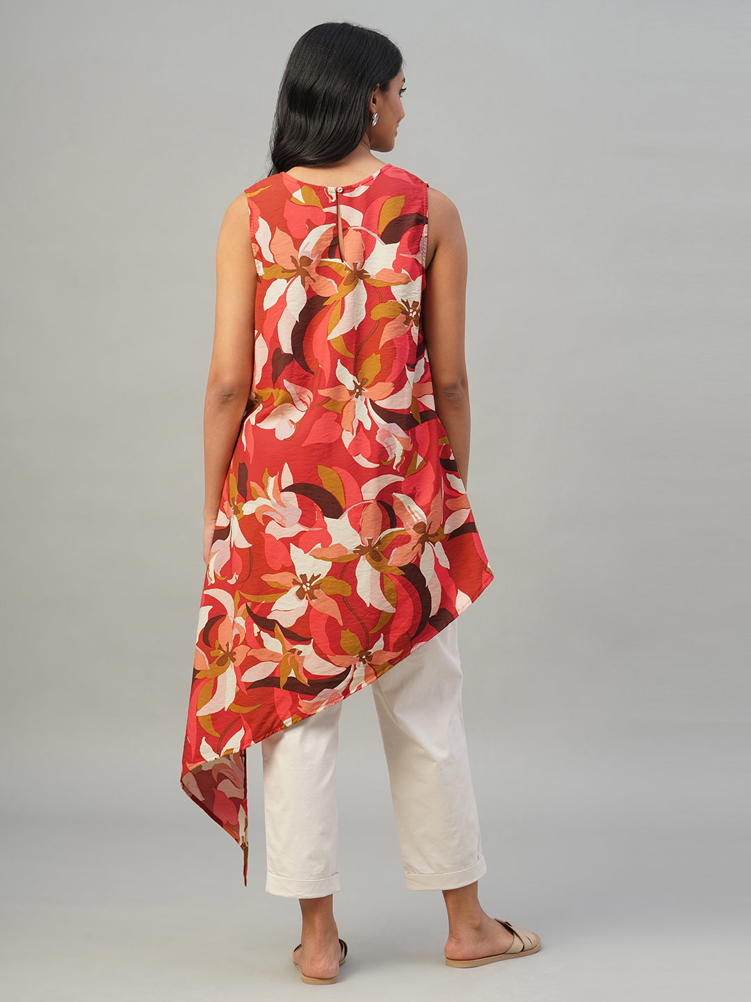 Women's Red 100% Viscose Regular Fit Blouse